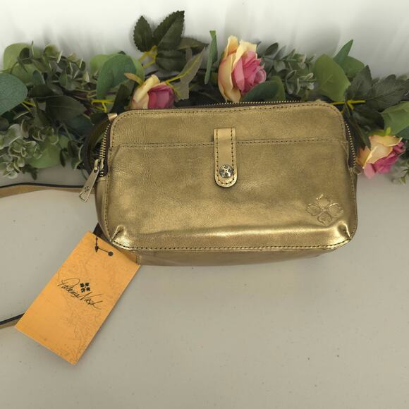 Patricia Nash Alessa Leather Crossbody Bag Antique Gold NWT - Picture 4 of 16
